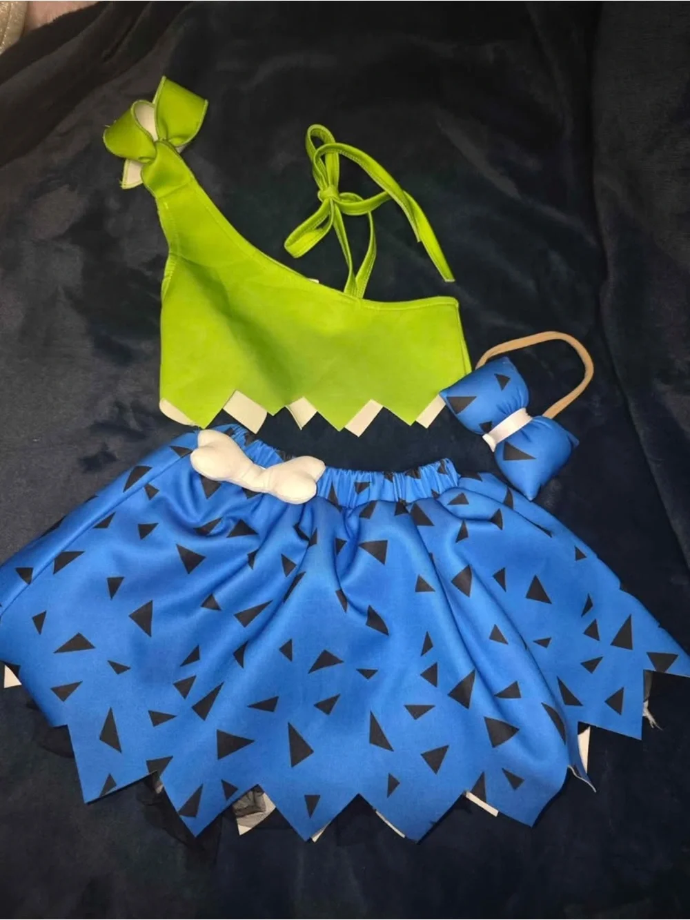 Pebbles Flintstones - Kids Lime Green and Blue Dino Costume Set